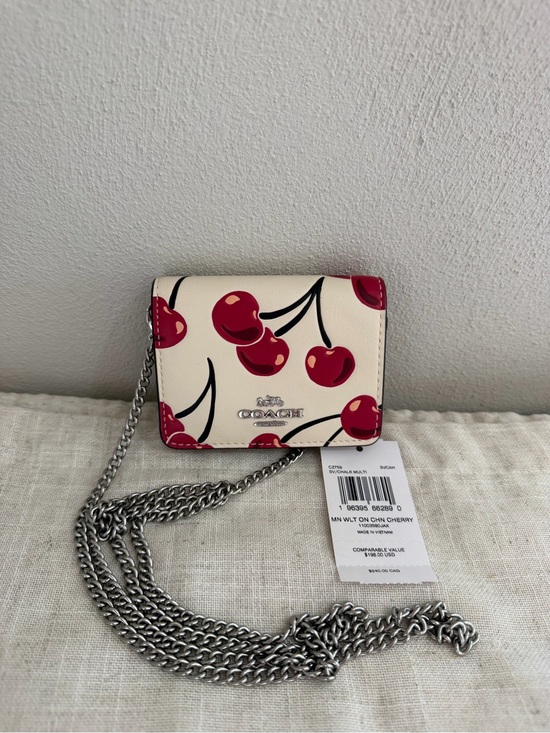 Coach Handbags - Coach Mini Wallet Chain Cherry Print Crossbody NWT